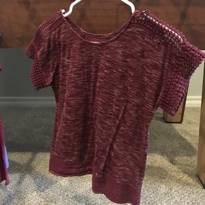 Maroon lace details top